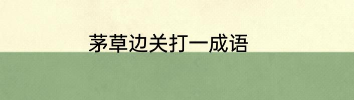 茅草边关打一成语