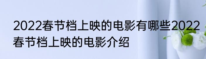 2022春节档上映的电影有哪些2022春节档上映的电影介绍