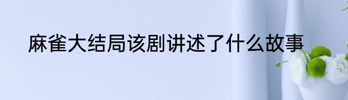 麻雀大结局该剧讲述了什么故事
