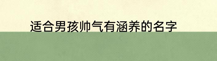 适合男孩帅气有涵养的名字