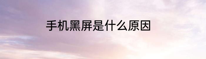 手机黑屏是什么原因