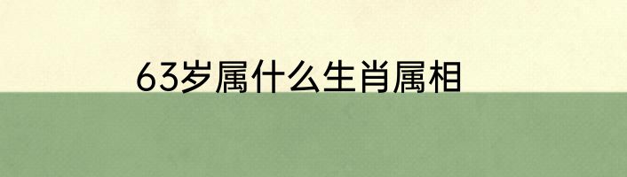 63岁属什么生肖属相