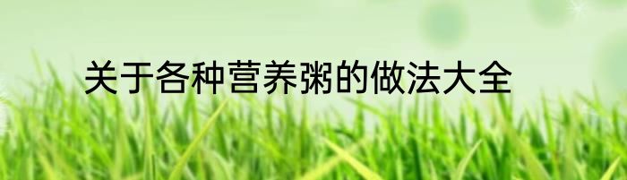 关于各种营养粥的做法大全