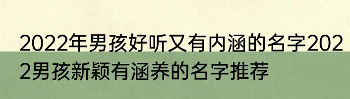 2022年男孩好听又有内涵的名字2022男孩新颖有涵养的名字推荐