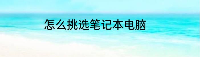 怎么挑选笔记本电脑