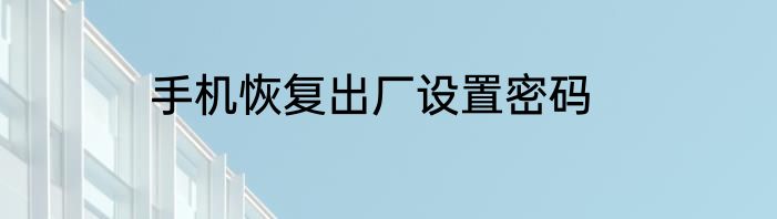 手机恢复出厂设置密码