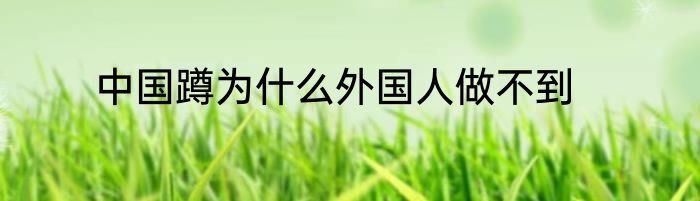 中国蹲为什么外国人做不到