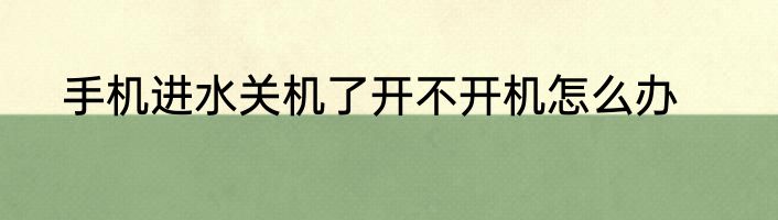 手机进水关机了开不开机怎么办
