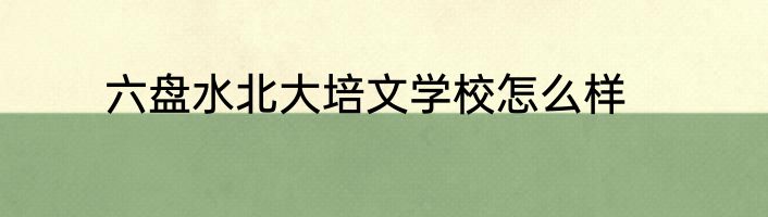 六盘水北大培文学校怎么样