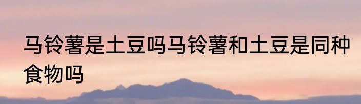 马铃薯是土豆吗马铃薯和土豆是同种食物吗