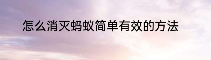怎么消灭蚂蚁简单有效的方法