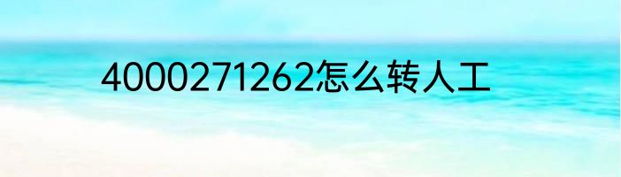 4000271262怎么转人工