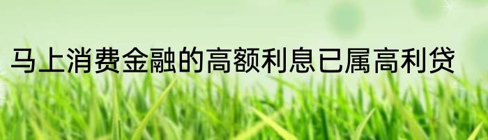 马上消费金融的高额利息已属高利贷