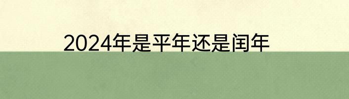 2024年是平年还是闰年