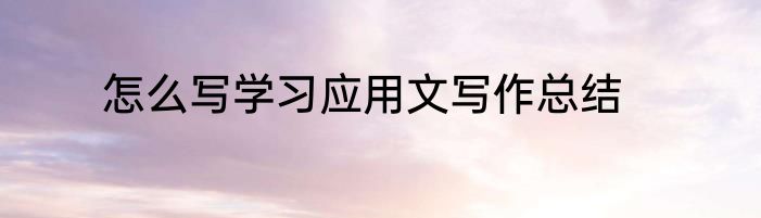 怎么写学习应用文写作总结