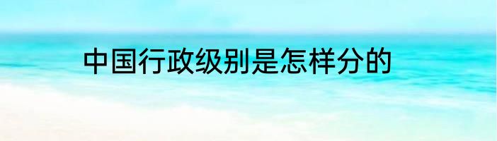 中国行政级别是怎样分的