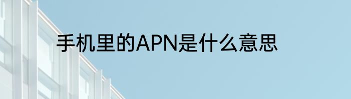 手机里的APN是什么意思