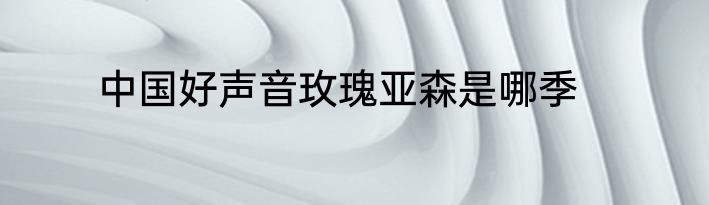 中国好声音玫瑰亚森是哪季