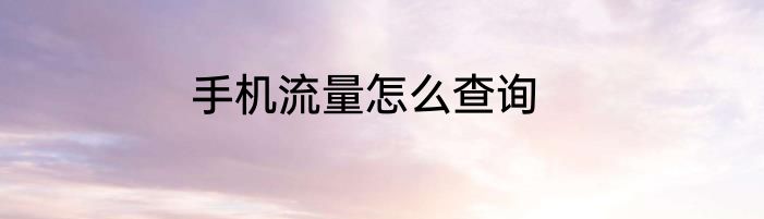 手机流量怎么查询