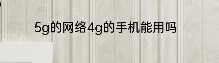 5g的网络4g的手机能用吗