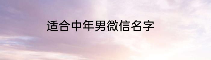 适合中年男微信名字