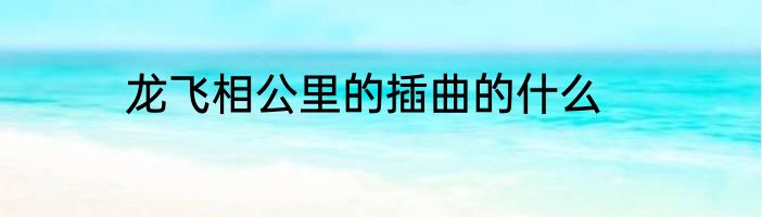 龙飞相公里的插曲的什么