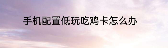 手机配置低玩吃鸡卡怎么办