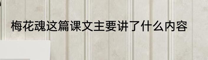 梅花魂这篇课文主要讲了什么内容