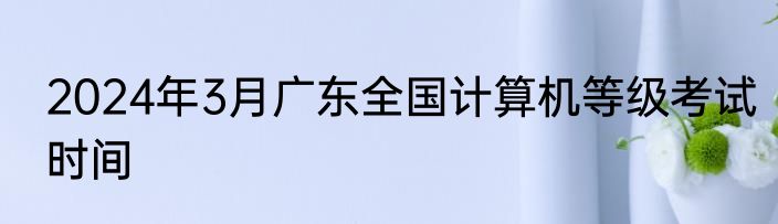 2024年3月广东全国计算机等级考试时间