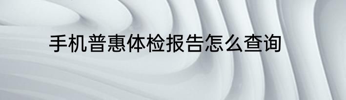 手机普惠体检报告怎么查询