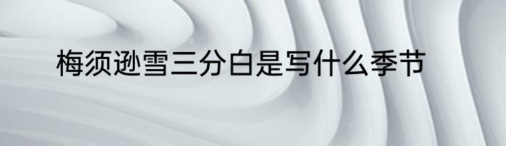 梅须逊雪三分白是写什么季节