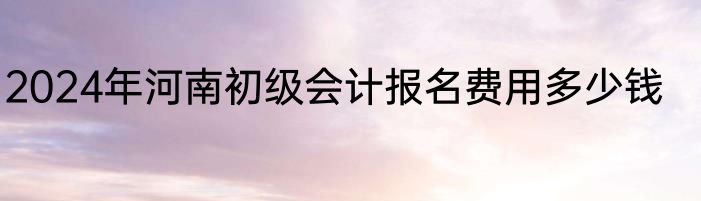2024年河南初级会计报名费用多少钱