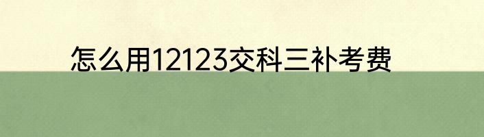 怎么用12123交科三补考费
