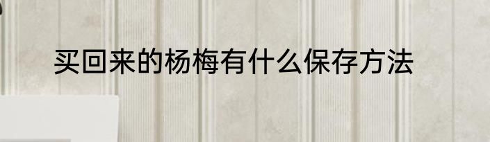 买回来的杨梅有什么保存方法