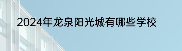 2024年龙泉阳光城有哪些学校