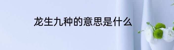 龙生九种的意思是什么