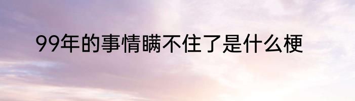 99年的事情瞒不住了是什么梗