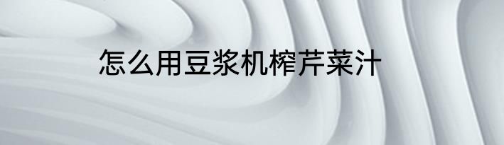 怎么用豆浆机榨芹菜汁