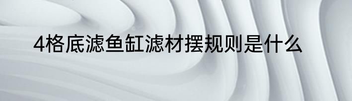 4格底滤鱼缸滤材摆规则是什么
