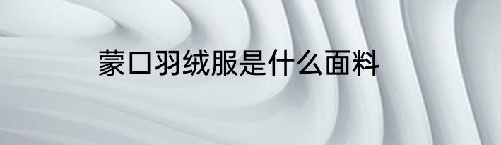 蒙口羽绒服是什么面料