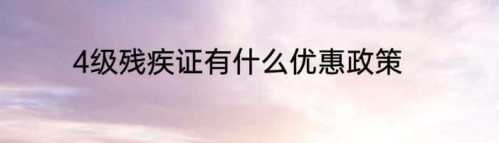 4级残疾证有什么优惠政策