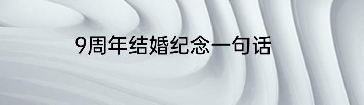 9周年结婚纪念一句话