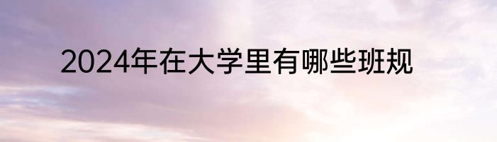 2024年在大学里有哪些班规
