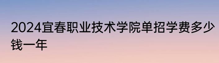 2024宜春职业技术学院单招学费多少钱一年