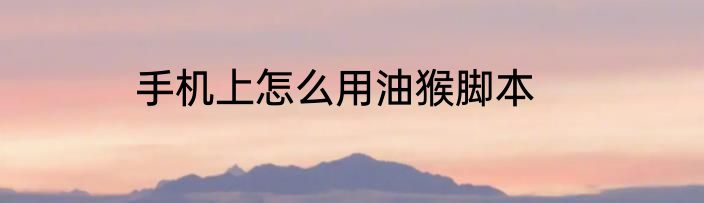 手机上怎么用油猴脚本