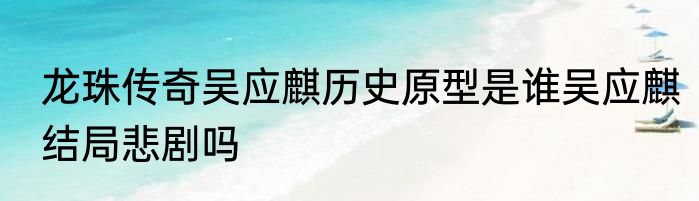 龙珠传奇吴应麒历史原型是谁吴应麒结局悲剧吗