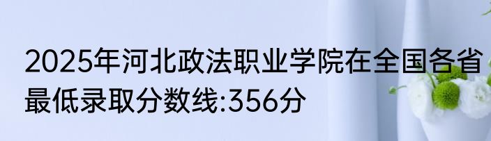 2025年河北政法职业学院在全国各省最低录取分数线:356分