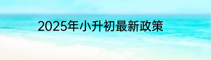 2025年小升初最新政策