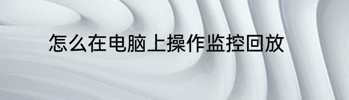 怎么在电脑上操作监控回放