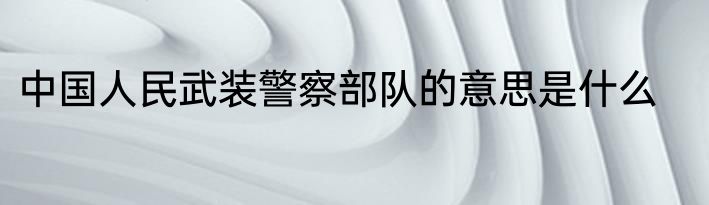 中国人民武装警察部队的意思是什么